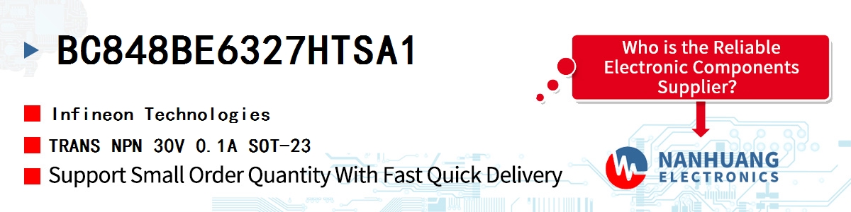 BC848BE6327HTSA1 Infineon TRANS NPN 30V 0.1A SOT-23
