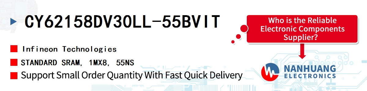 CY62158DV30LL-55BVIT Infineon STANDARD SRAM, 1MX8, 55NS