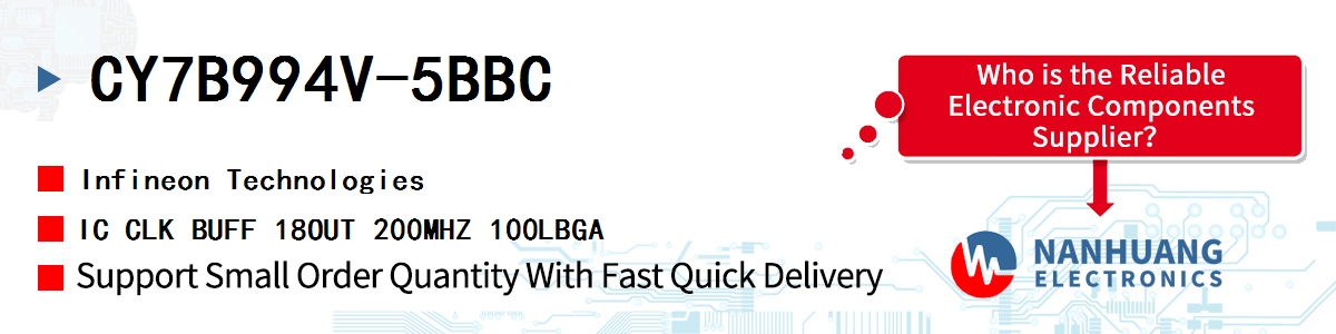 CY7B994V-5BBC Infineon IC CLK BUFF 18OUT 200MHZ 100LBGA