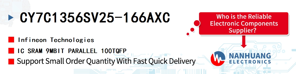 CY7C1356SV25-166AXC Infineon IC SRAM 9MBIT PARALLEL 100TQFP