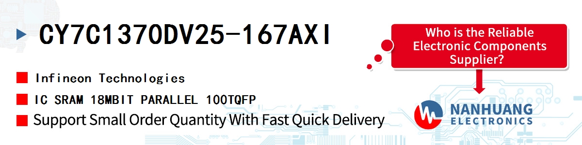 CY7C1370DV25-167AXI Infineon IC SRAM 18MBIT PARALLEL 100TQFP