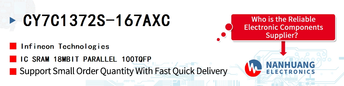 CY7C1372S-167AXC Infineon IC SRAM 18MBIT PARALLEL 100TQFP