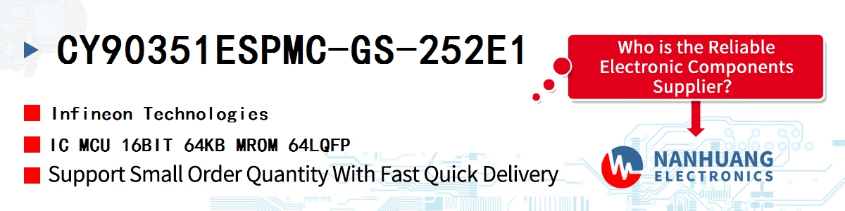CY90351ESPMC-GS-252E1 Infineon IC MCU 16BIT 64KB MROM 64LQFP