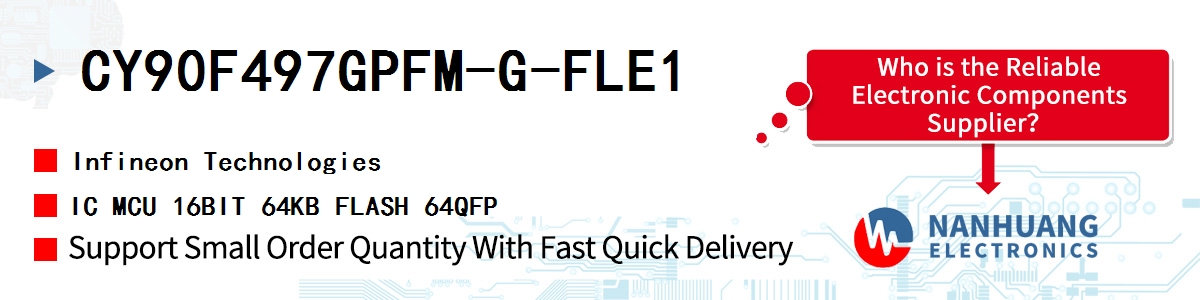 CY90F497GPFM-G-FLE1 Infineon IC MCU 16BIT 64KB FLASH 64QFP