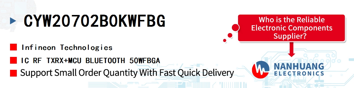 CYW20702B0KWFBG Infineon IC RF TXRX+MCU BLUETOOTH 50WFBGA