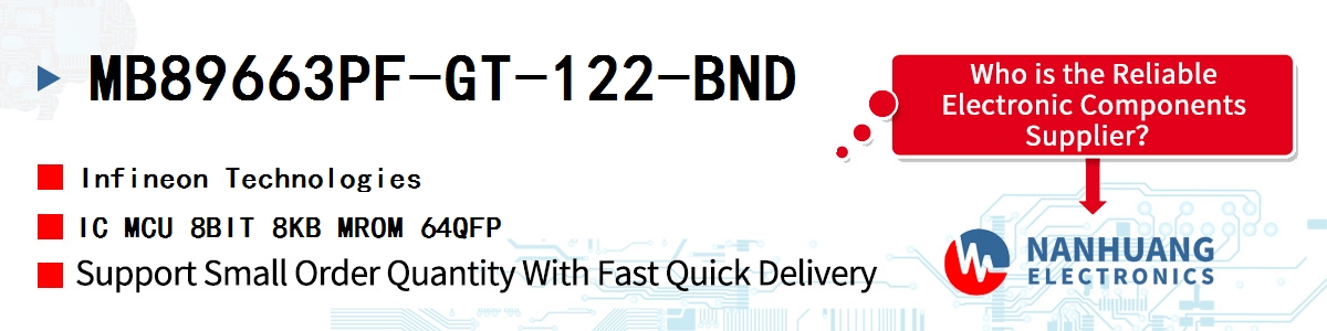 MB89663PF-GT-122-BND Infineon IC MCU 8BIT 8KB MROM 64QFP