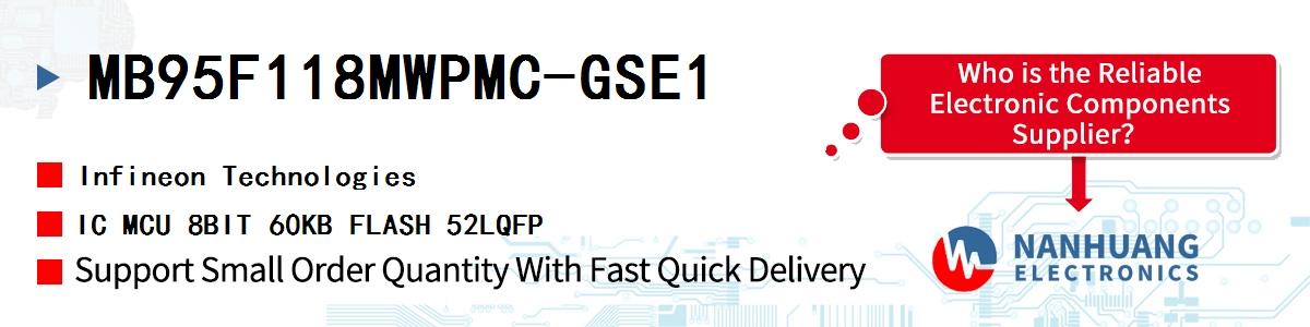 MB95F118MWPMC-GSE1 Infineon IC MCU 8BIT 60KB FLASH 52LQFP