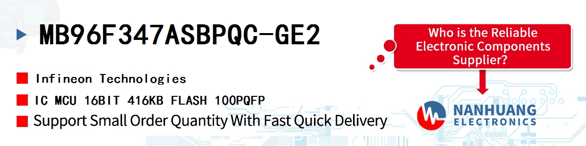 MB96F347ASBPQC-GE2 Infineon IC MCU 16BIT 416KB FLASH 100PQFP
