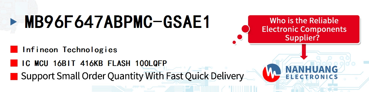 MB96F647ABPMC-GSAE1 Infineon IC MCU 16BIT 416KB FLASH 100LQFP