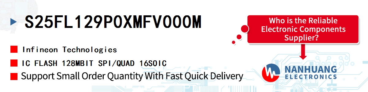 S25FL129P0XMFV000M Infineon IC FLASH 128MBIT SPI/QUAD 16SOIC