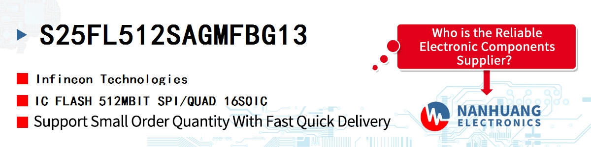 S25FL512SAGMFBG13 Infineon IC FLASH 512MBIT SPI/QUAD 16SOIC