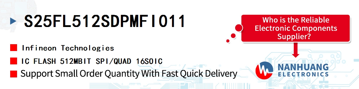 S25FL512SDPMFI011 Infineon IC FLASH 512MBIT SPI/QUAD 16SOIC