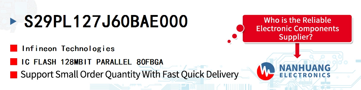 S29PL127J60BAE000 Infineon IC FLASH 128MBIT PARALLEL 80FBGA