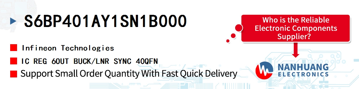 S6BP401AY1SN1B000 Infineon IC REG 6OUT BUCK/LNR SYNC 40QFN