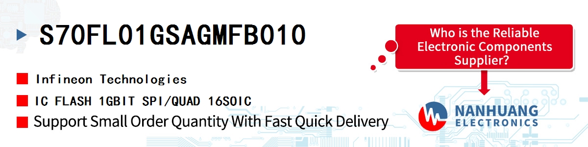 S70FL01GSAGMFB010 Infineon IC FLASH 1GBIT SPI/QUAD 16SOIC